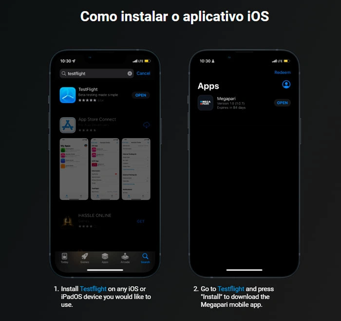 Baixar o Aplicativo Megapari iOS